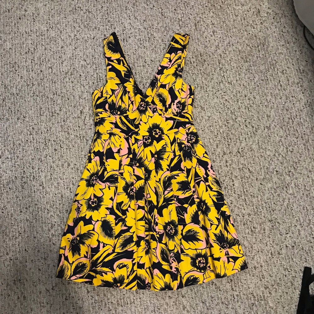 Floral Yellow and Black Women's Dress
